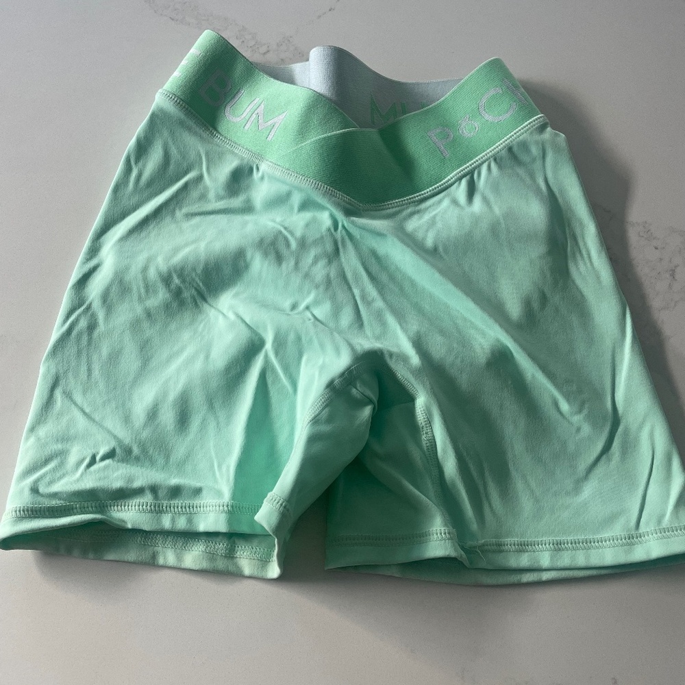 Pcheebum Mint Green Scrunch Shorts